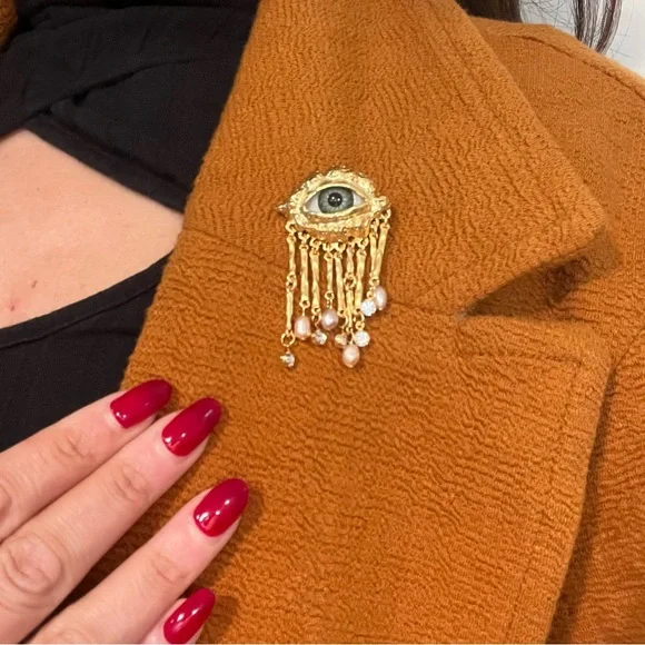 Lovers Eye Victorian Style Brooch Lapel Pin. Women's Vintage Eye Baroque… - Picture 5 of 8